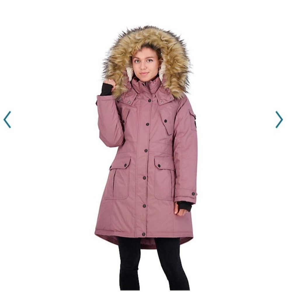 Junior's madden girl faux fur hooded parka coat jacket size Small black D6 - Picture 4 of 4